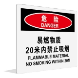 易燃物质 20米内禁止吸烟(中英文)